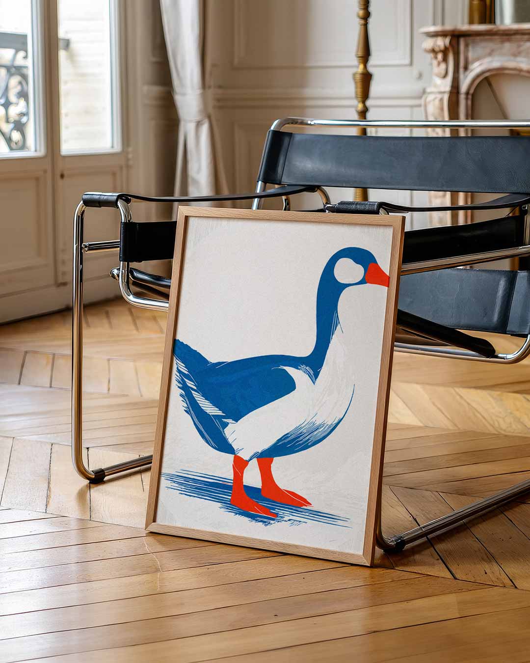 Moderne Blauwe Gans Art Print Poster-WallArtistic