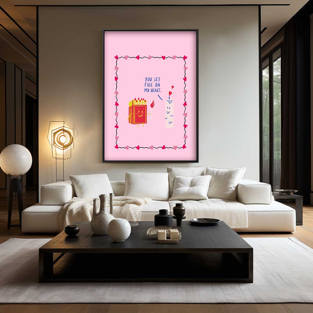 Vurige Liefdeskaart Kunstwerk-canvas-dibond-plexiglas-wanddecoratie-WallArtistic