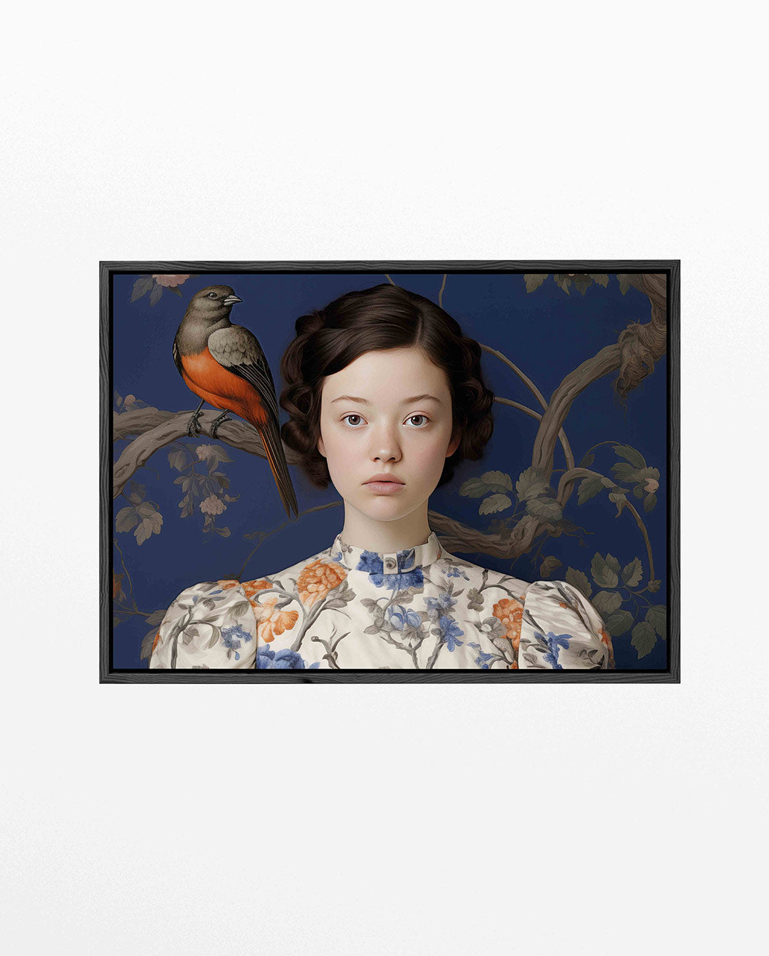 Vogel en meisje portret Kunstwerk