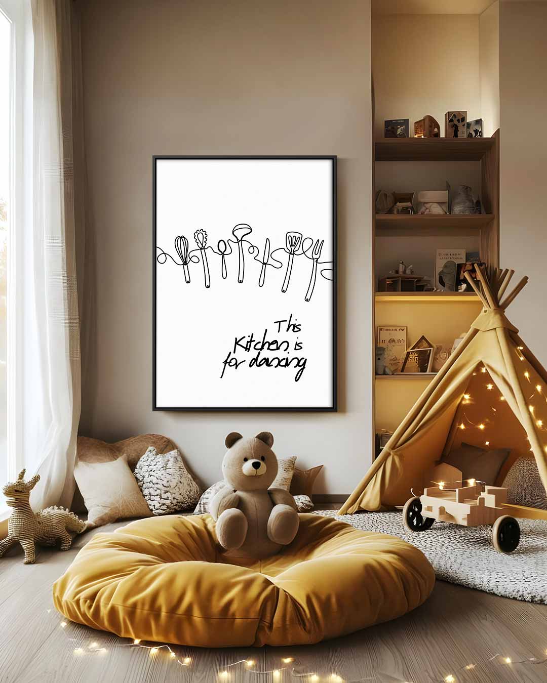 Dansende Keukentools Print Kunstwerk-canvas-dibond-plexiglas-wanddecoratie-WallArtistic