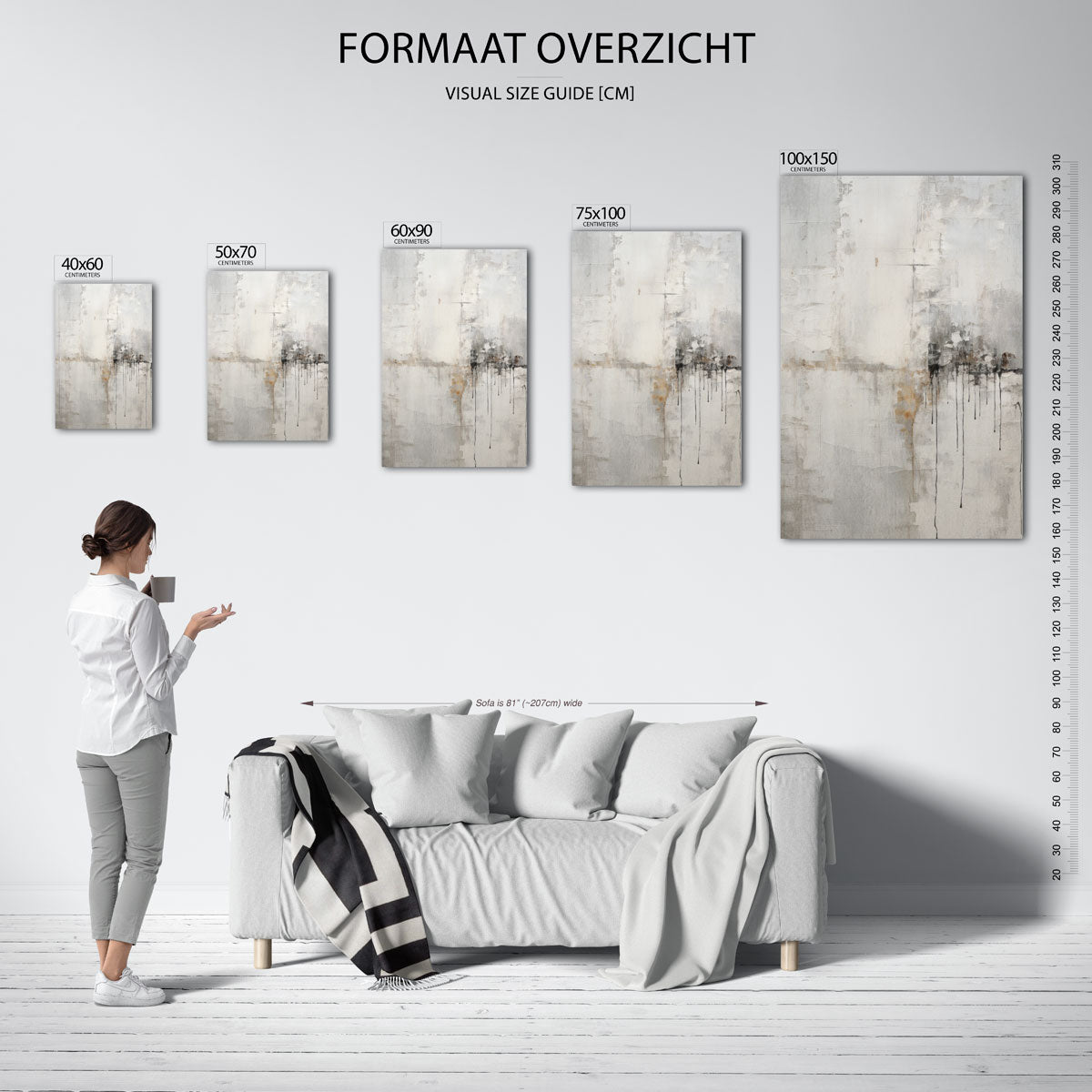 Verfstrepen compositie Kunstwerk