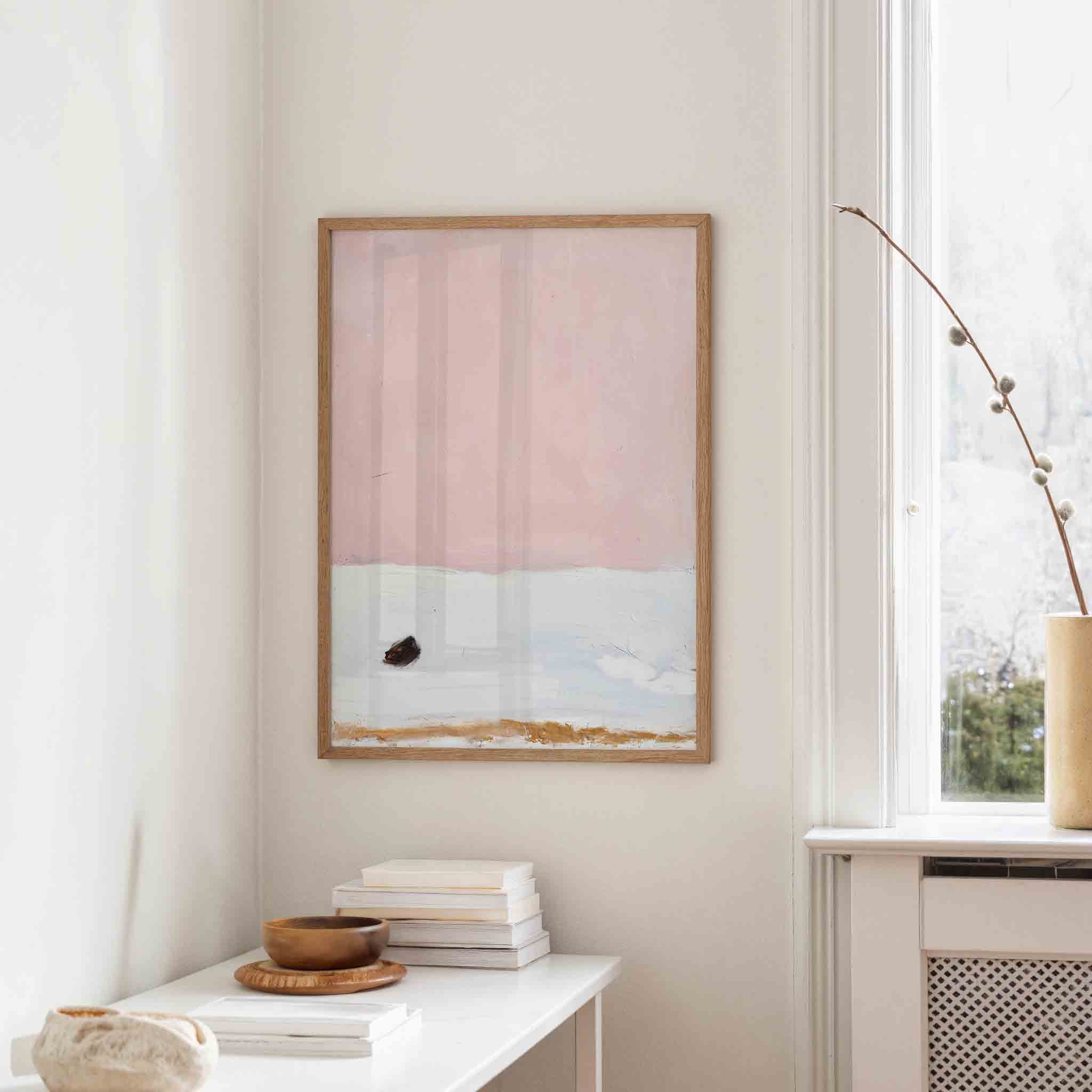 Roze en witte abstracte Poster