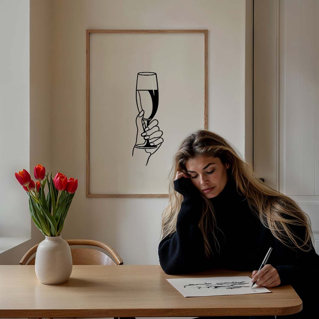 Elegante Champagne Illustratie Poster-WallArtistic