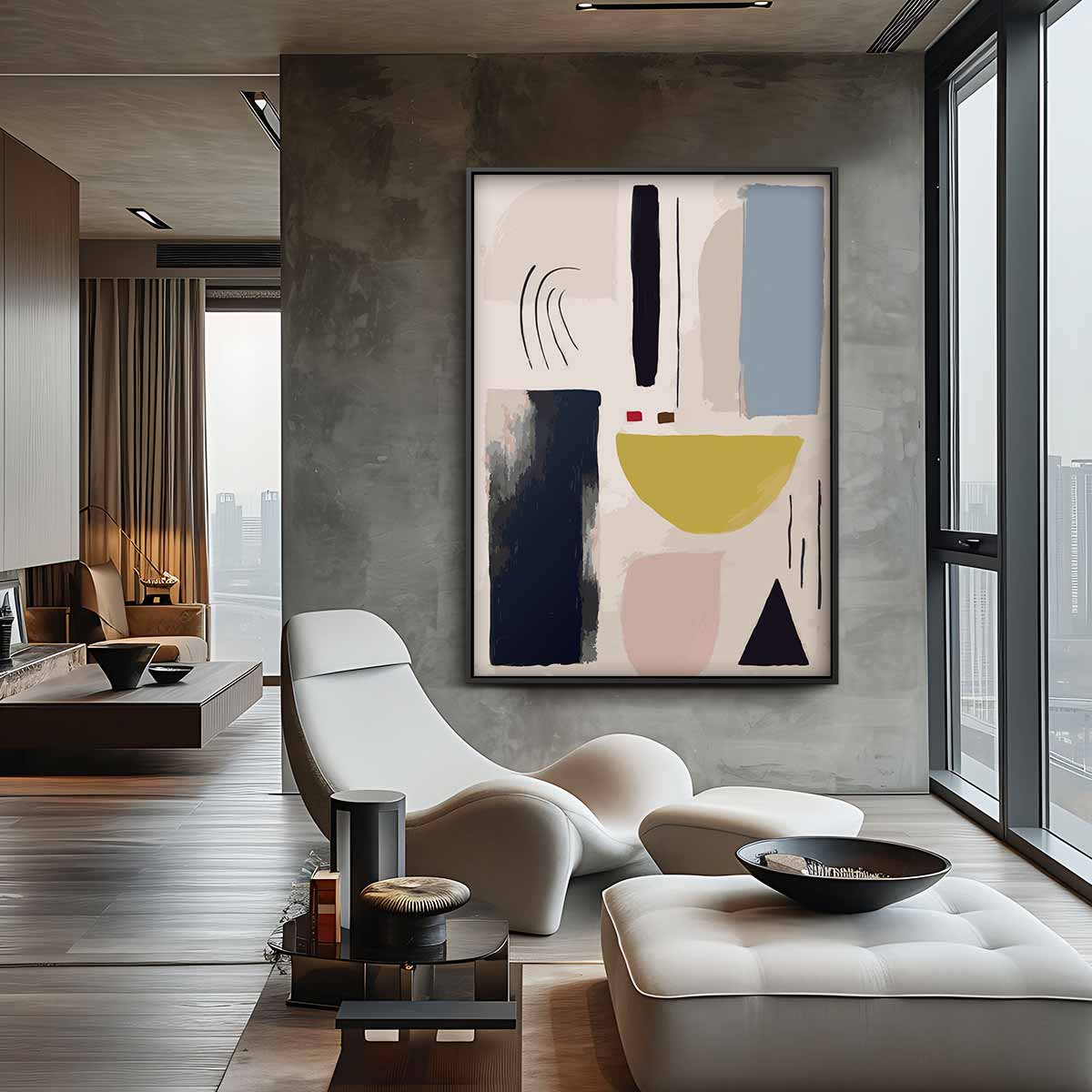 Speelse Abstractie Kunstwerk-canvas-dibond-plexiglas-wanddecoratie-WallArtistic