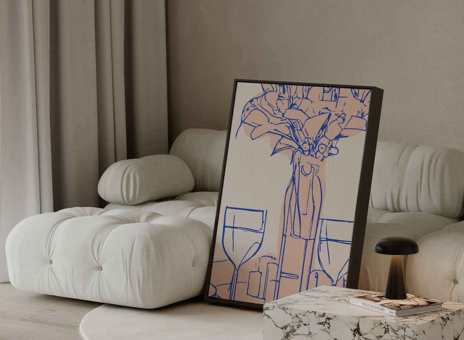 Stilleven met Wijn en Bloemen Kunstwerk-canvas-dibond-plexiglas-wanddecoratie-WallArtistic