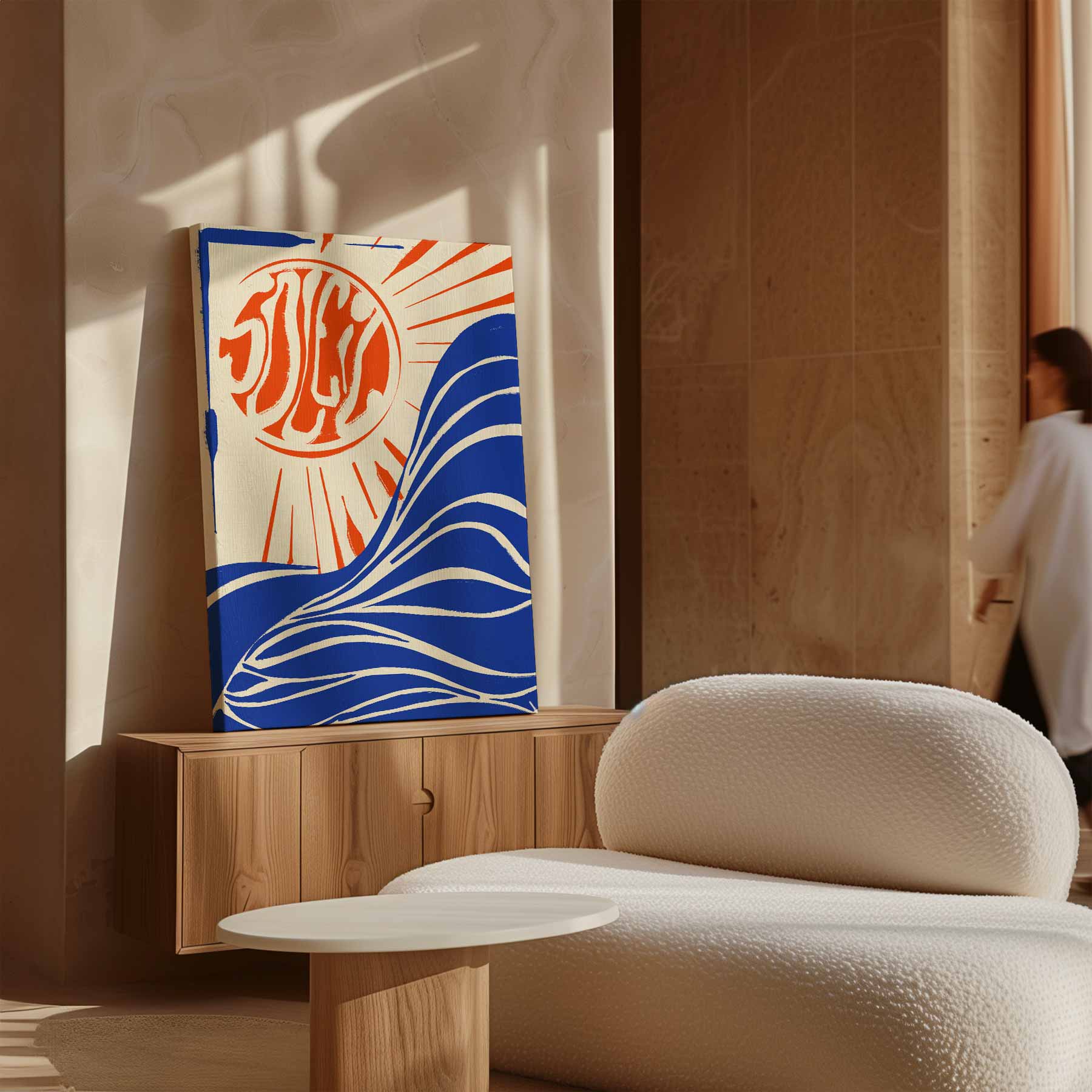 Zon en Golven Abstract Kunstwerk-canvas-dibond-plexiglas-wanddecoratie-WallArtistic