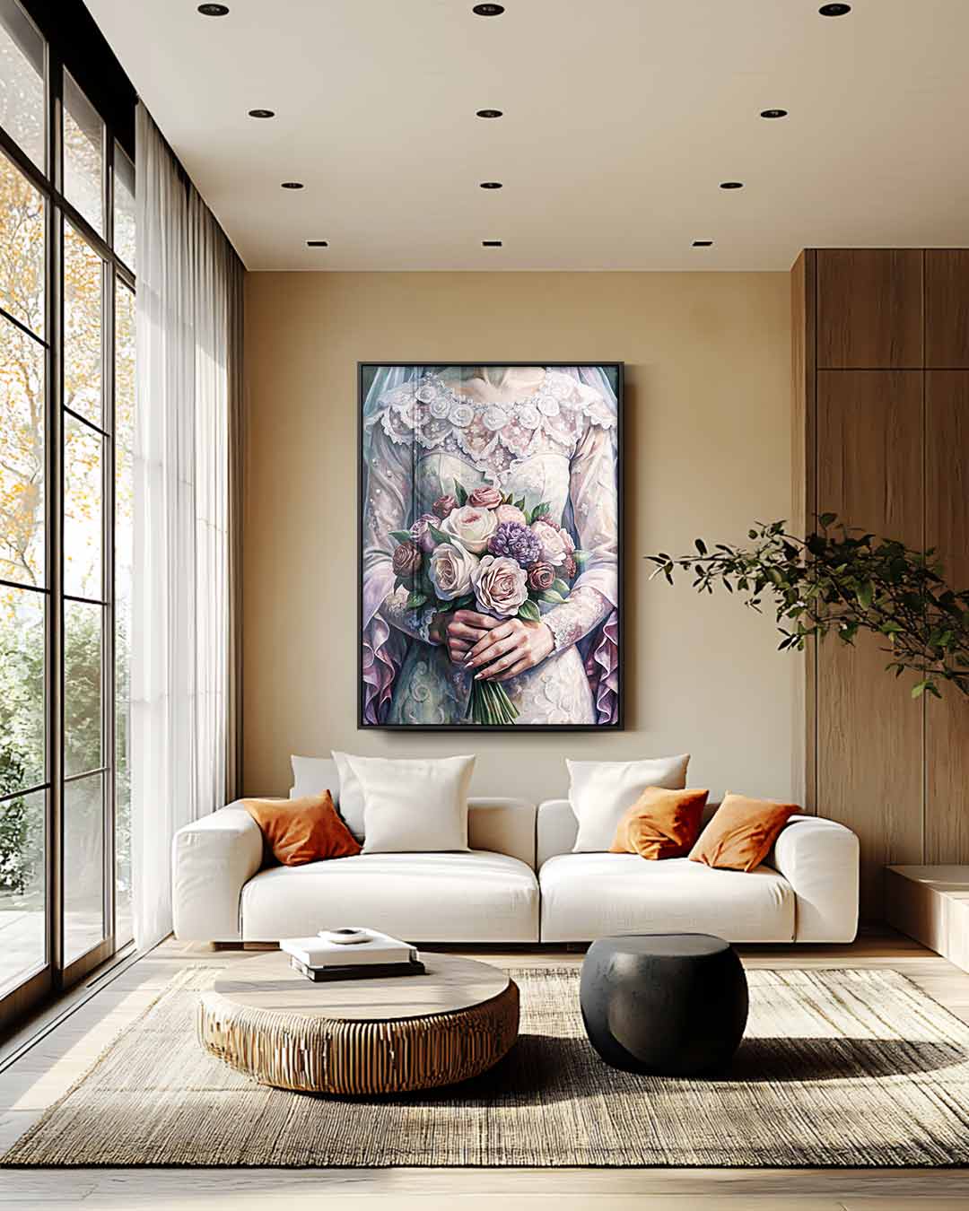 Romantisch Bruidsportret Kunstwerk-canvas-dibond-plexiglas-wanddecoratie-WallArtistic