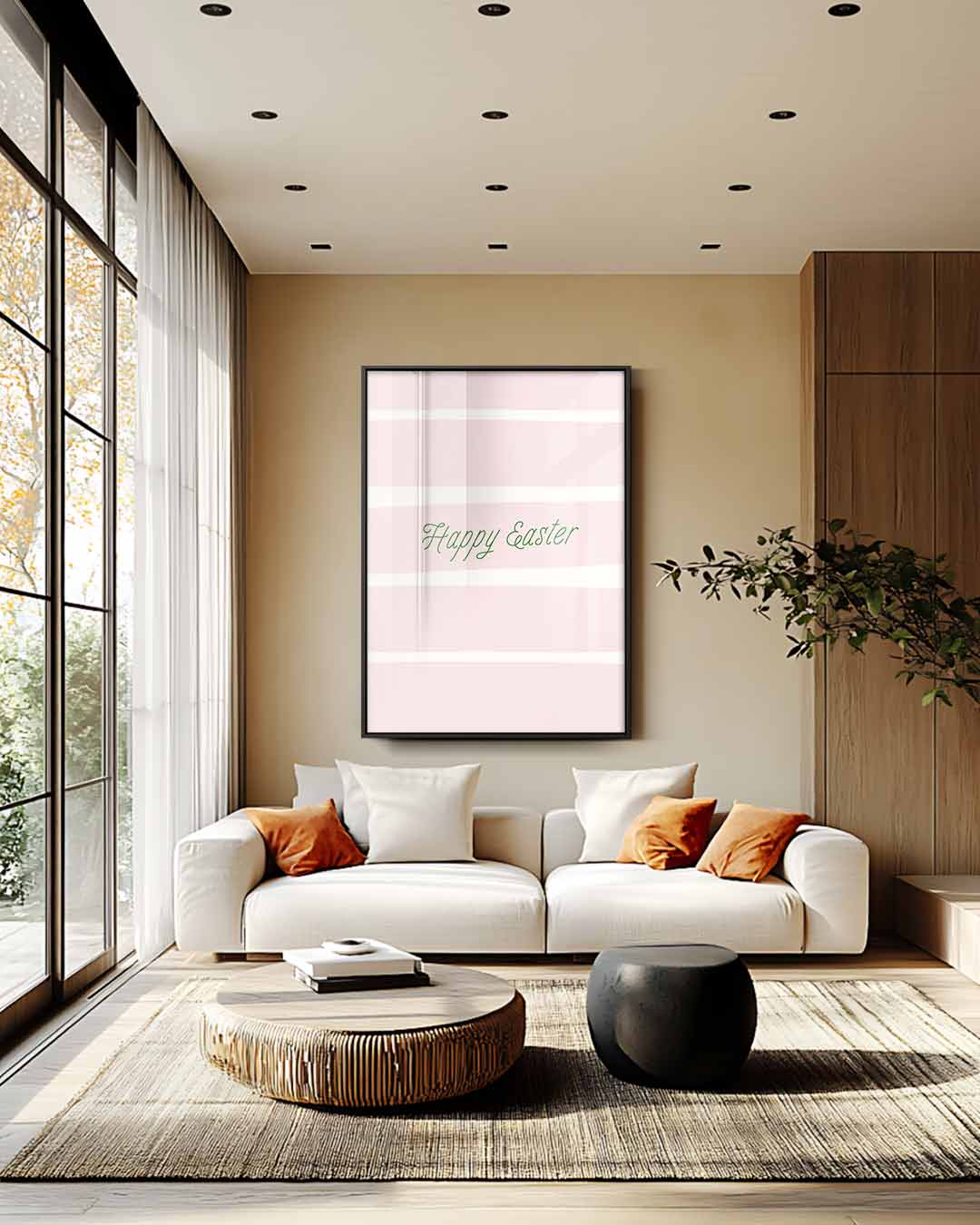 Vrolijke Paasgroet Stripes Kunstwerk-canvas-dibond-plexiglas-wanddecoratie-WallArtistic