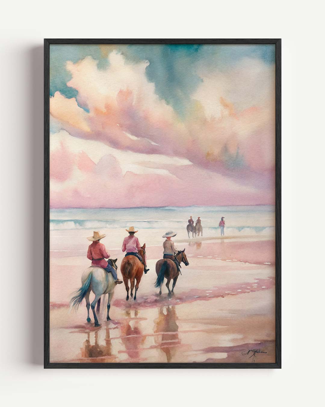 Avontuurlijke Strandrit met Paarden Poster-WallArtistic