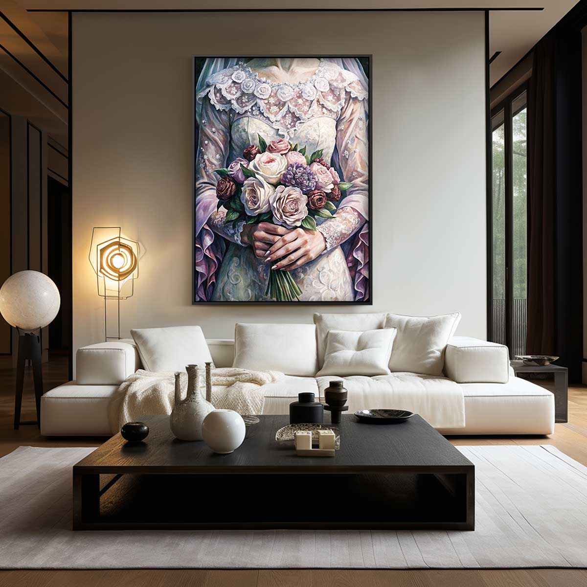 Romantisch Bruidsportret Kunstwerk-canvas-dibond-plexiglas-wanddecoratie-WallArtistic