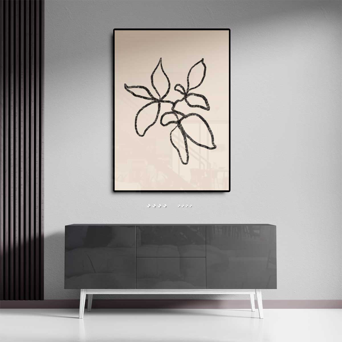 Minimalistische Bladeren Schets Kunstwerk-canvas-dibond-plexiglas-wanddecoratie-WallArtistic