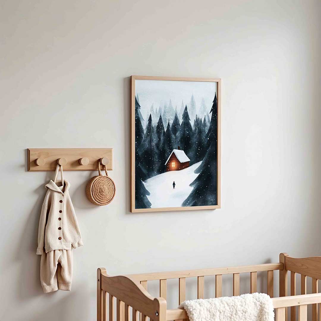 Sneeuwlandschap met huis Poster