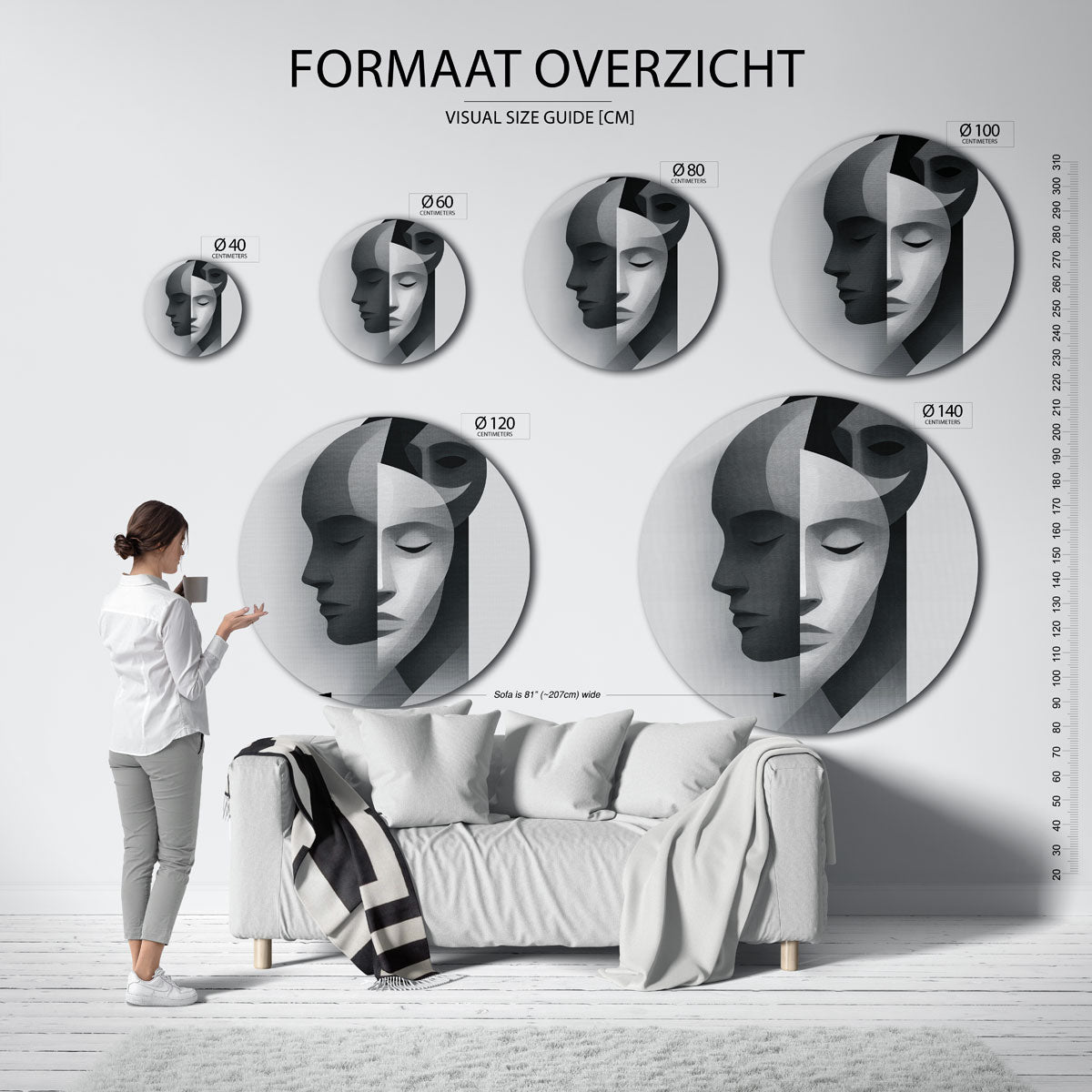 Abstracte gezichten Muurcirkel