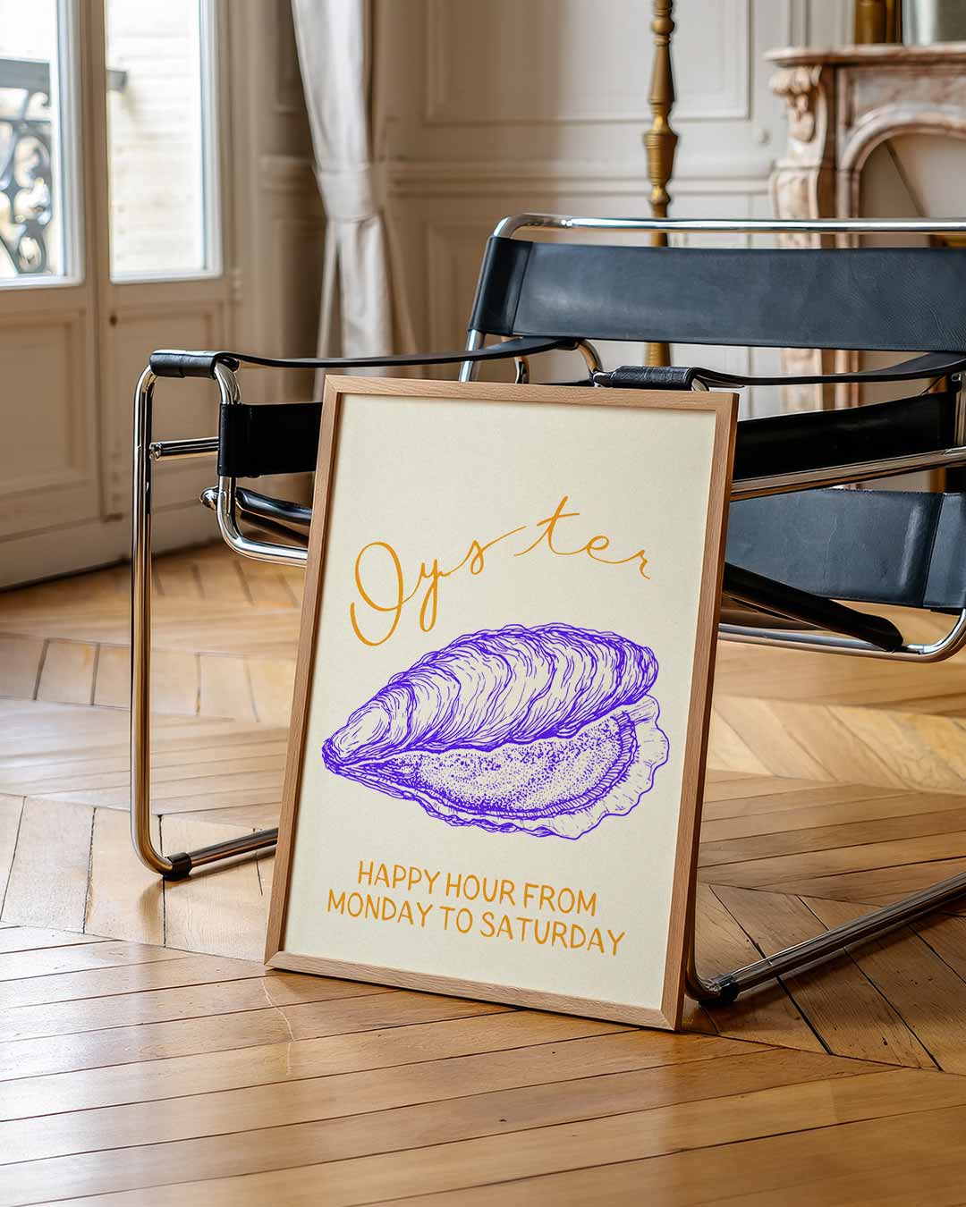 Stijlvolle Oester Illustratie Poster