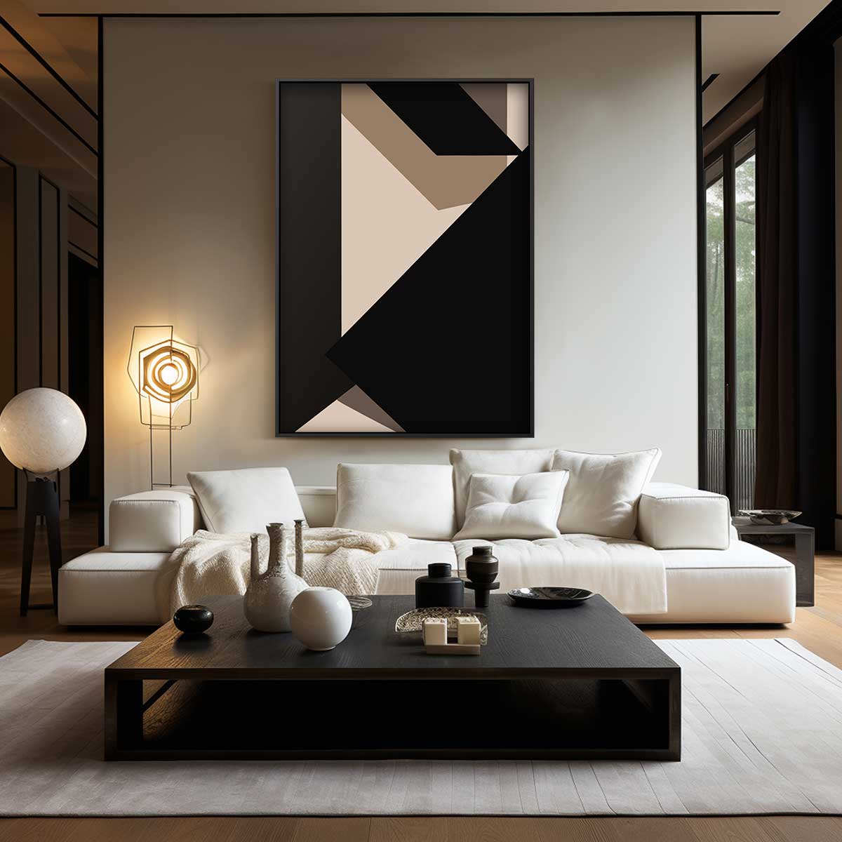 Abstracte Geometrische Compositie Kunstwerk-canvas-dibond-plexiglas-wanddecoratie-WallArtistic