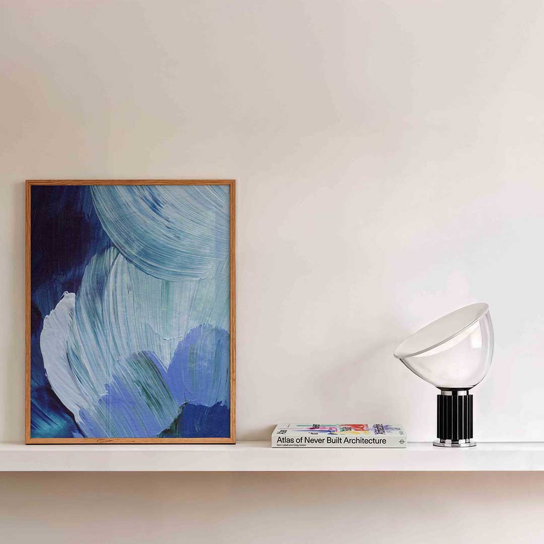 Blauwe penseelstreken Poster