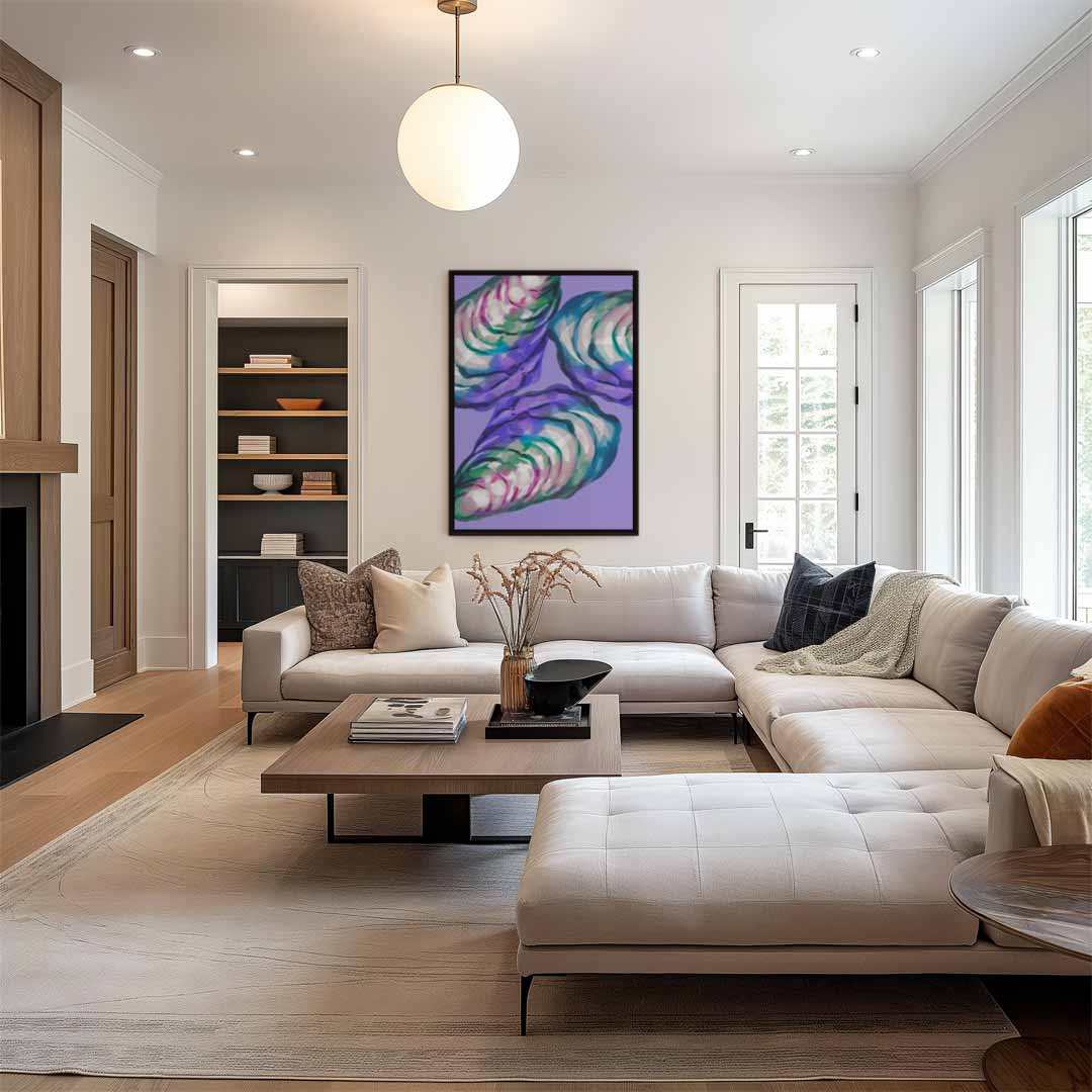 Kleurrijke Abstracte Oesters Kunstwerk-canvas-dibond-plexiglas-wanddecoratie-WallArtistic