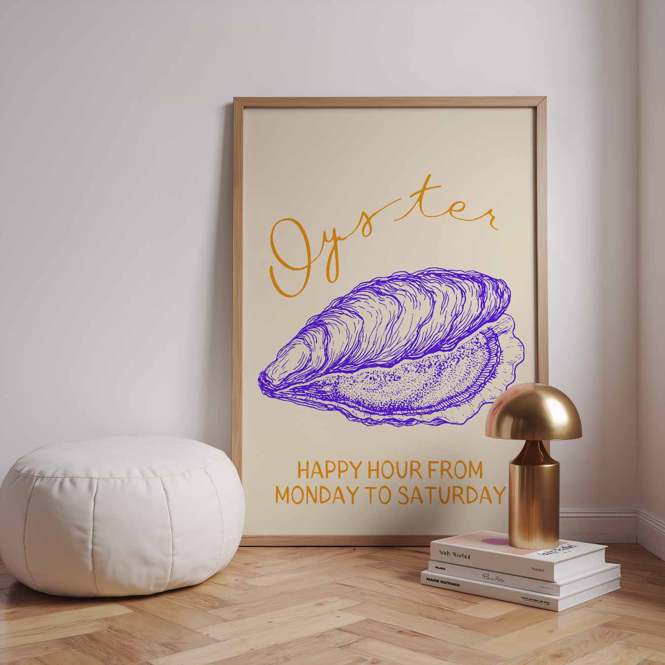 Stijlvolle Oester Illustratie Poster