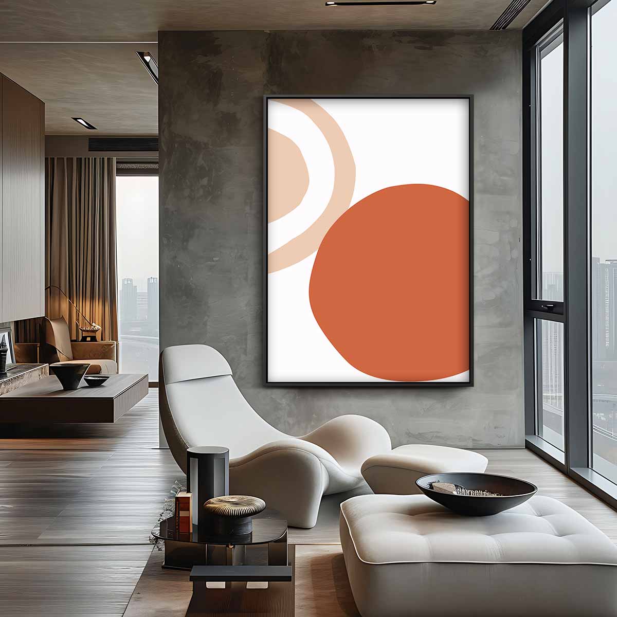 Aardetinten Abstractie Kunstwerk-canvas-dibond-plexiglas-wanddecoratie-WallArtistic