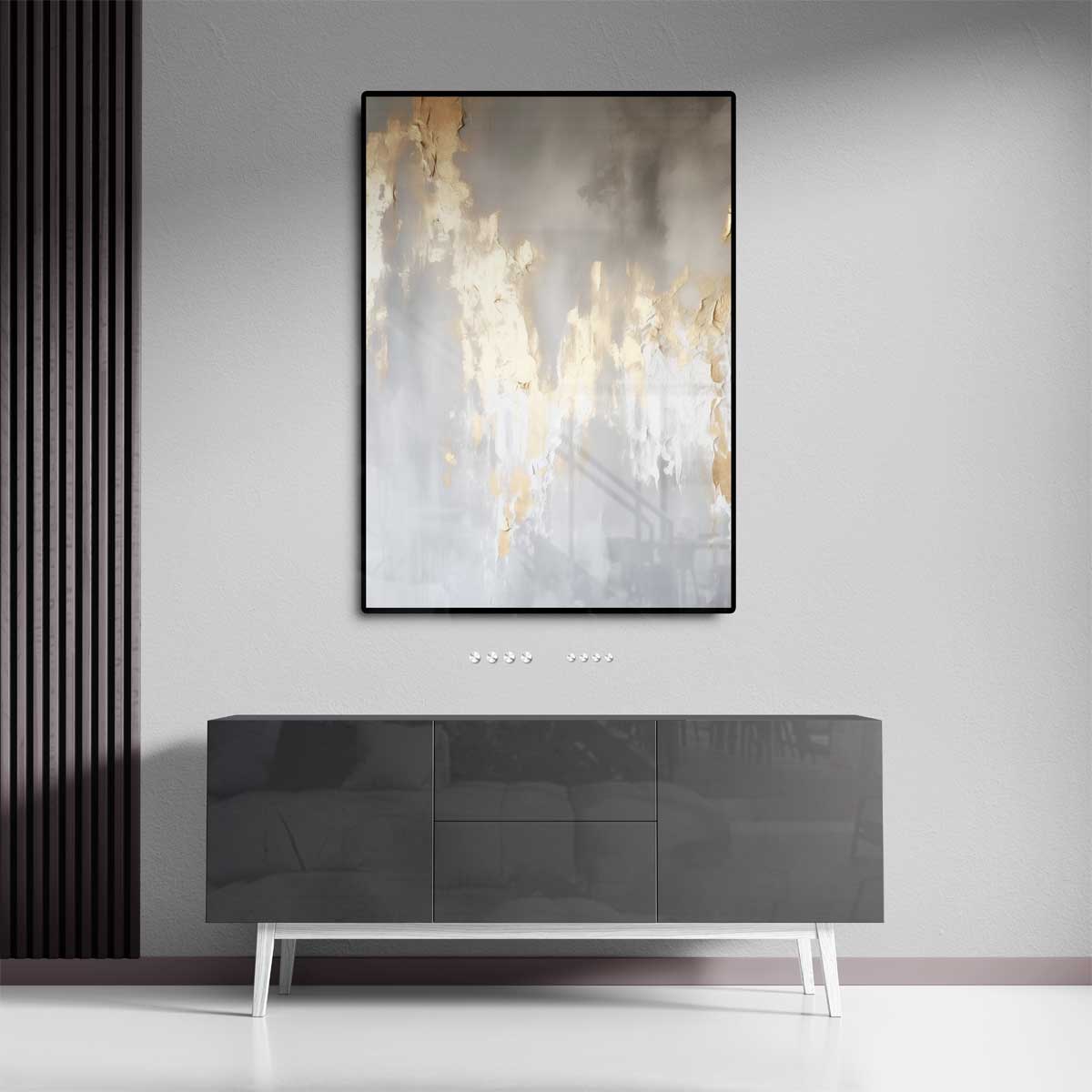 Gouden Mist Schilderij Kunstwerk-canvas-dibond-plexiglas-wanddecoratie-WallArtistic