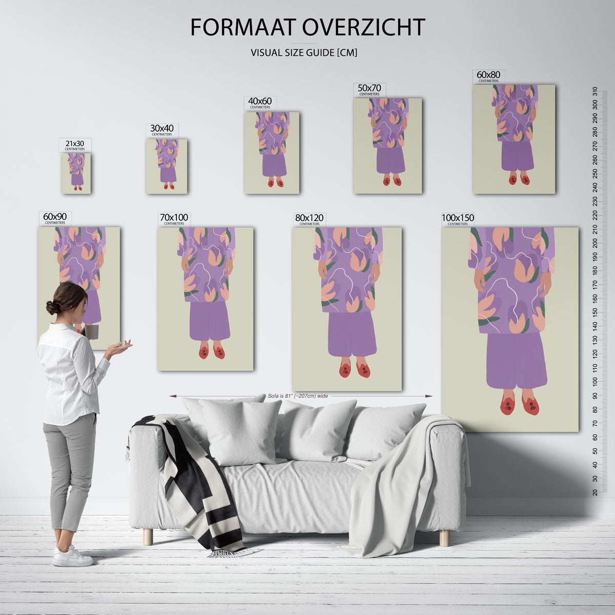 Paarse outfit met bloemen Poster