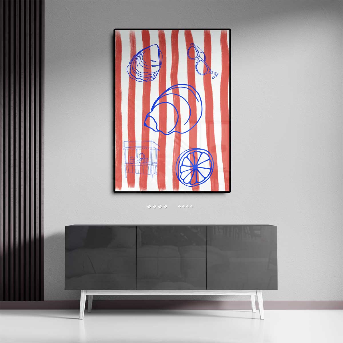 Zomerstrepen en Strandvibes Kunstwerk-canvas-dibond-plexiglas-wanddecoratie-WallArtistic