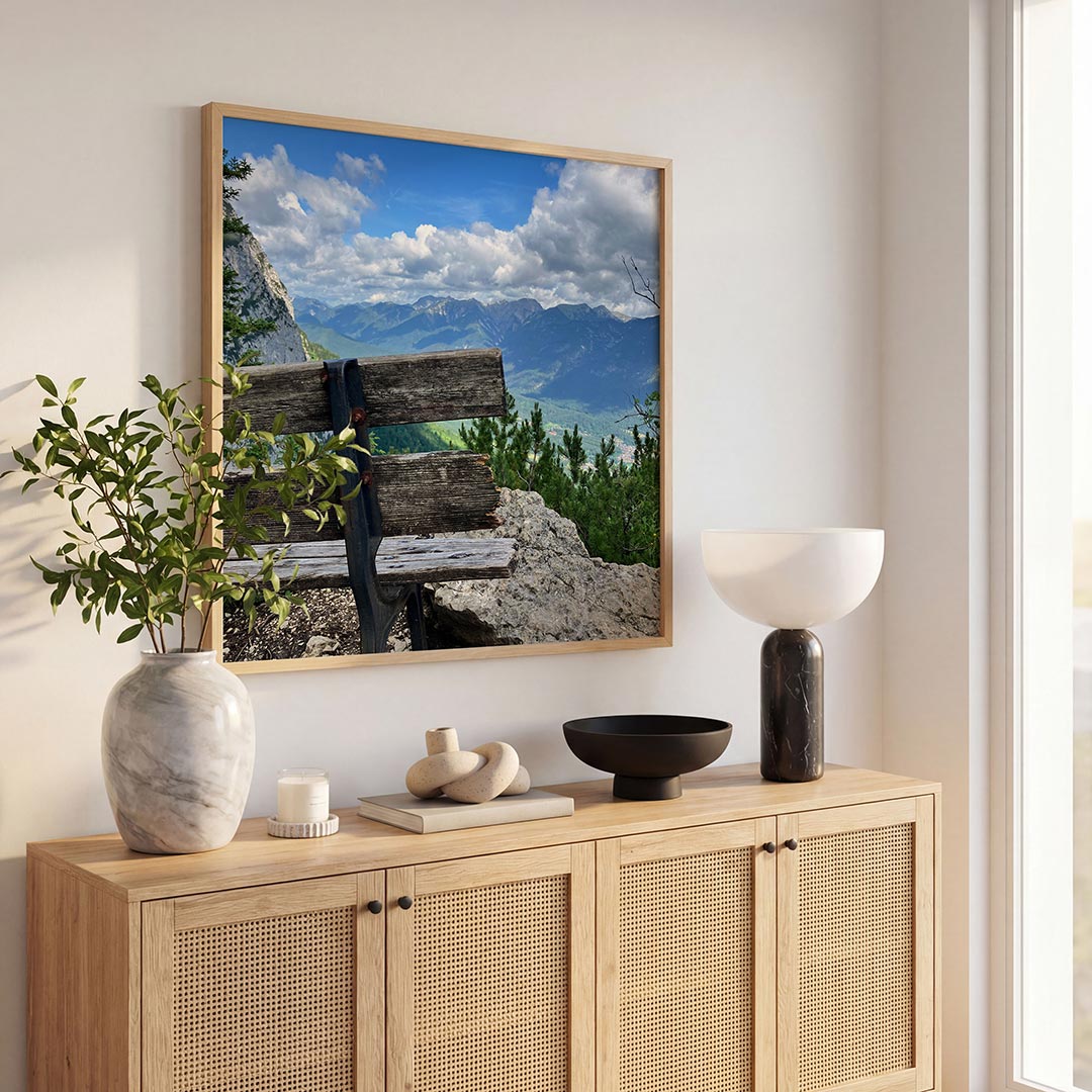 Landschap met bank Poster