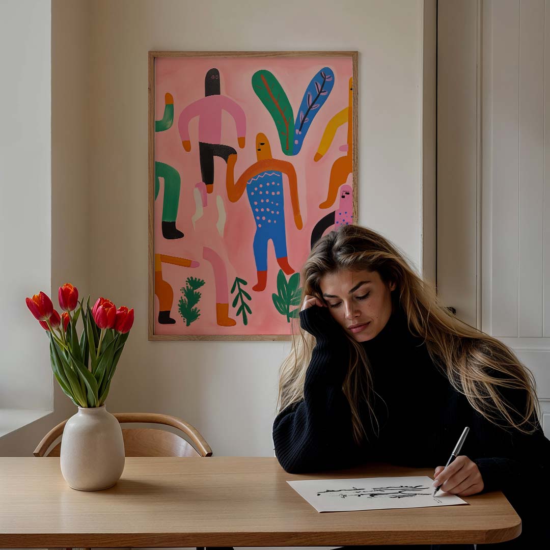 Vrolijke Bewegingen Abstracte Kunstposter-WallArtistic