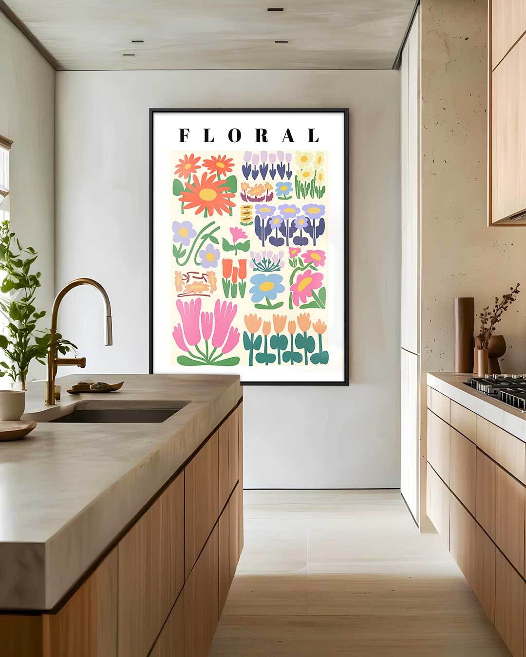 Bloemenpracht Illustratie Kunstwerk-canvas-dibond-plexiglas-wanddecoratie-WallArtistic