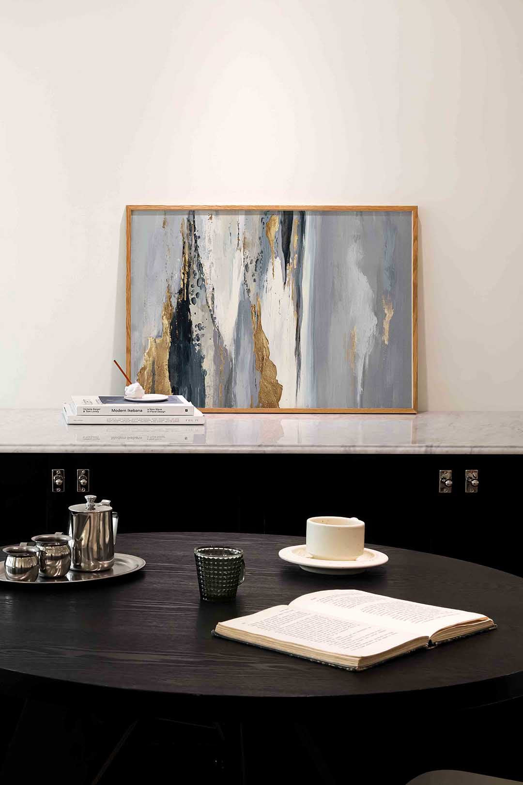 Abstracte grijze en gouden Poster