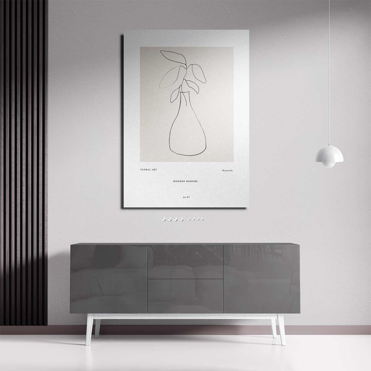 Minimalistische Botanische Vaastekening Kunstwerk-canvas-dibond-plexiglas-wanddecoratie-WallArtistic
