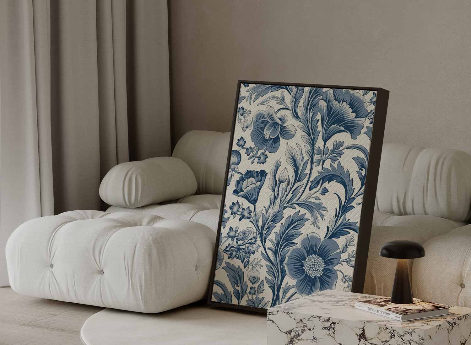 Bloeiend Blauw Wandtapijt Kunstwerk-canvas-dibond-plexiglas-wanddecoratie-WallArtistic