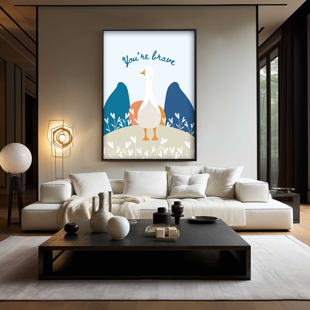 Dappere Gans Illustratie Kunstwerk-canvas-dibond-plexiglas-wanddecoratie-WallArtistic