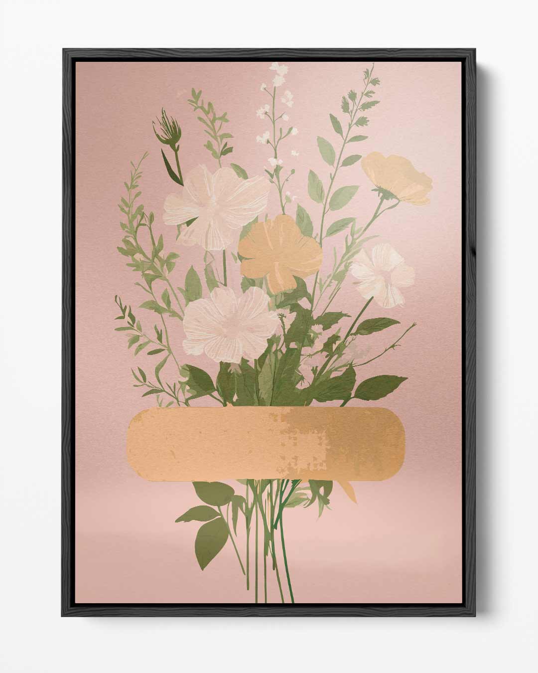 Bloemenpracht op Zachte Roze Achtergrond Kunstwerk-canvas-dibond-plexiglas-wanddecoratie-WallArtistic