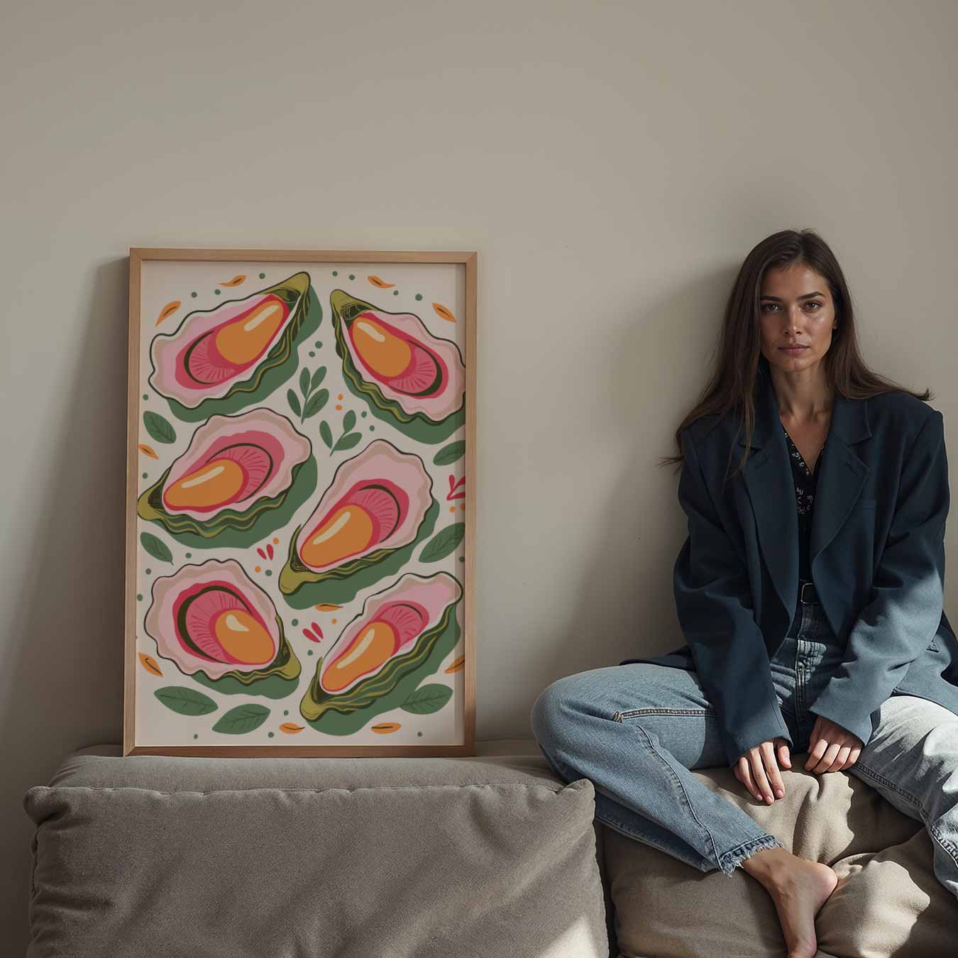 Kleurrijke Oester Illustratie Poster-WallArtistic