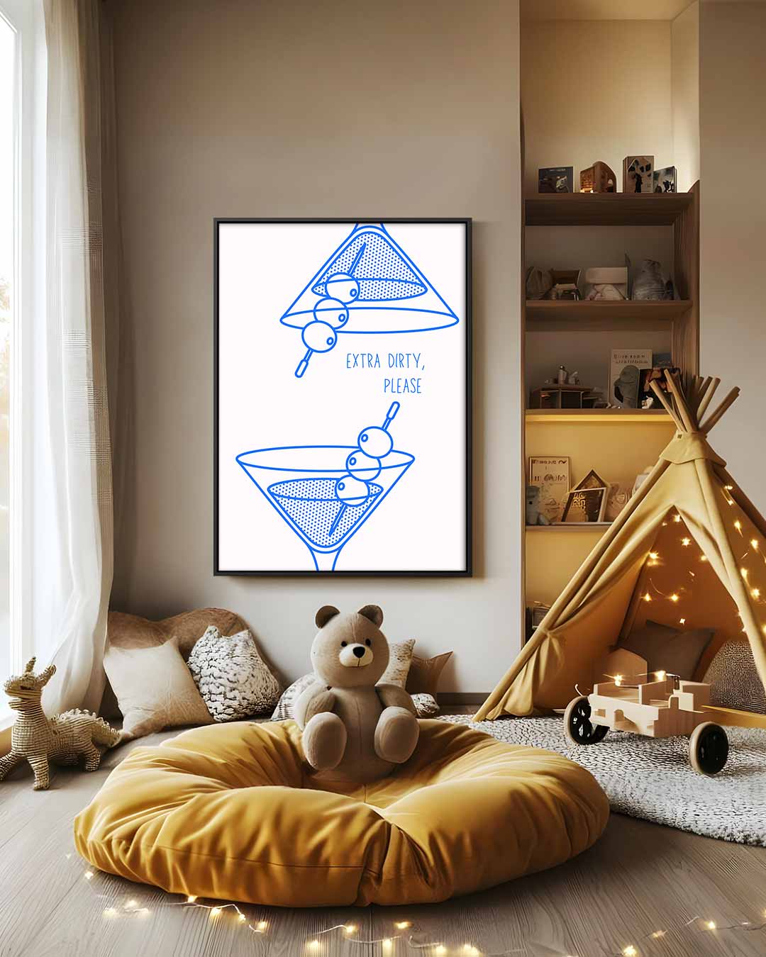 Martini Illustratie Extra Dirty Kunstwerk-canvas-dibond-plexiglas-wanddecoratie-WallArtistic