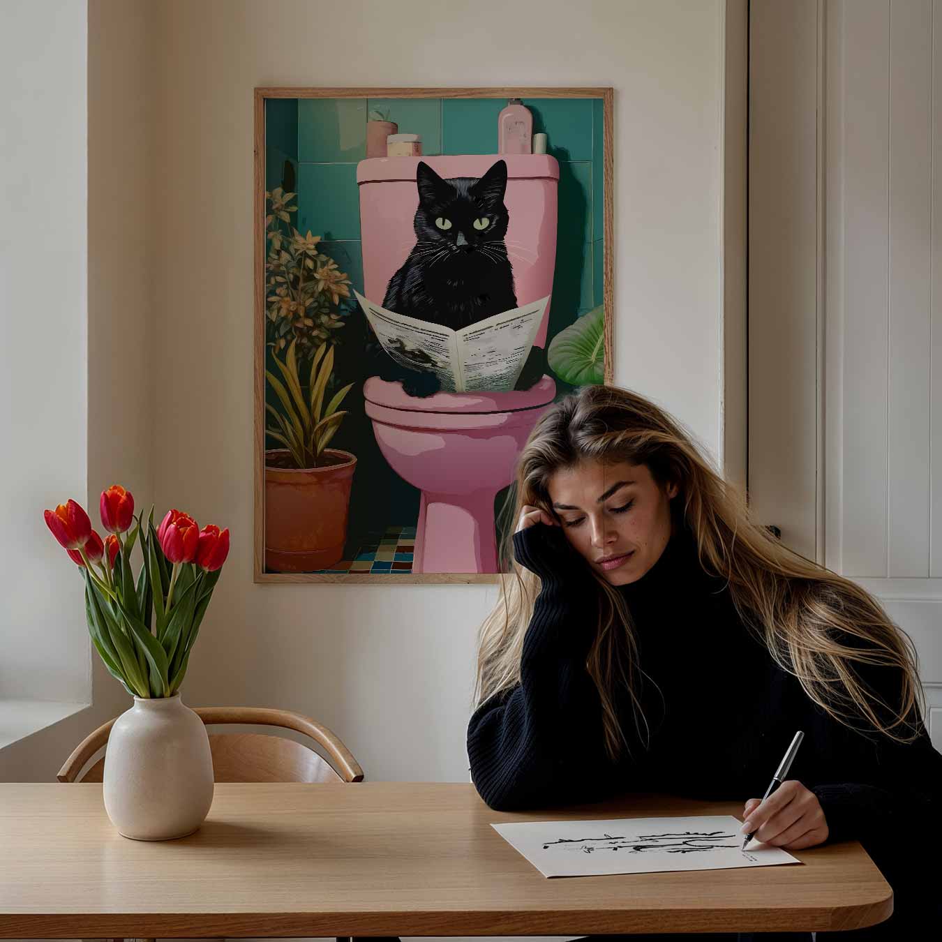 Kat op Toilet Poster
