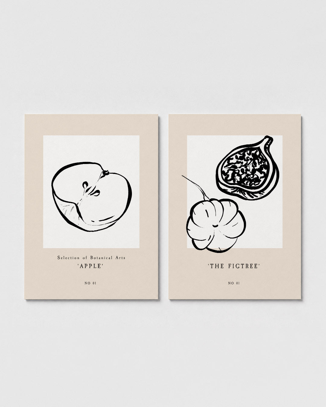 Zwart wit fruitvorm Posterset