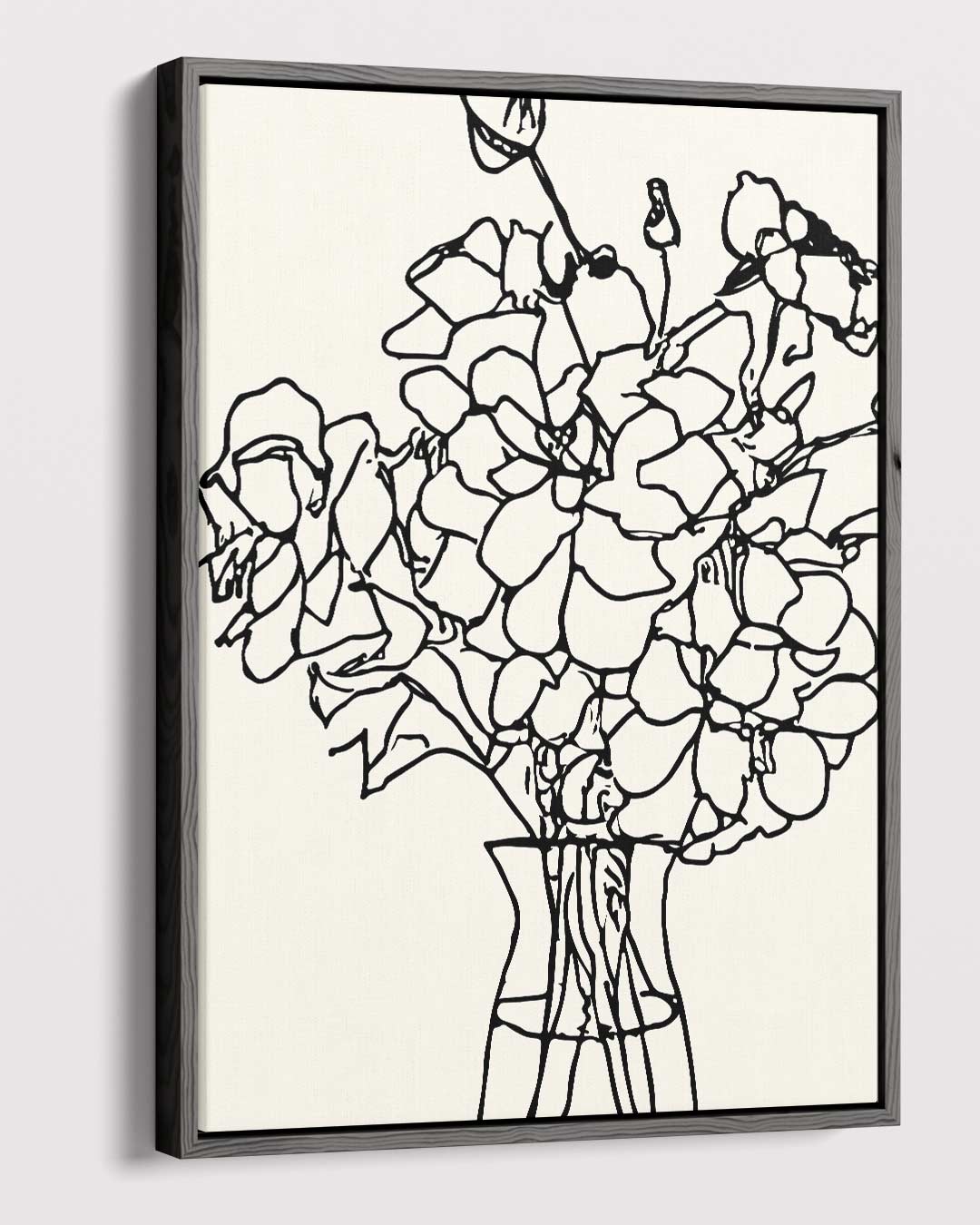 Lijntekening Bloemboeket Kunstwerk-canvas-dibond-plexiglas-wanddecoratie-WallArtistic