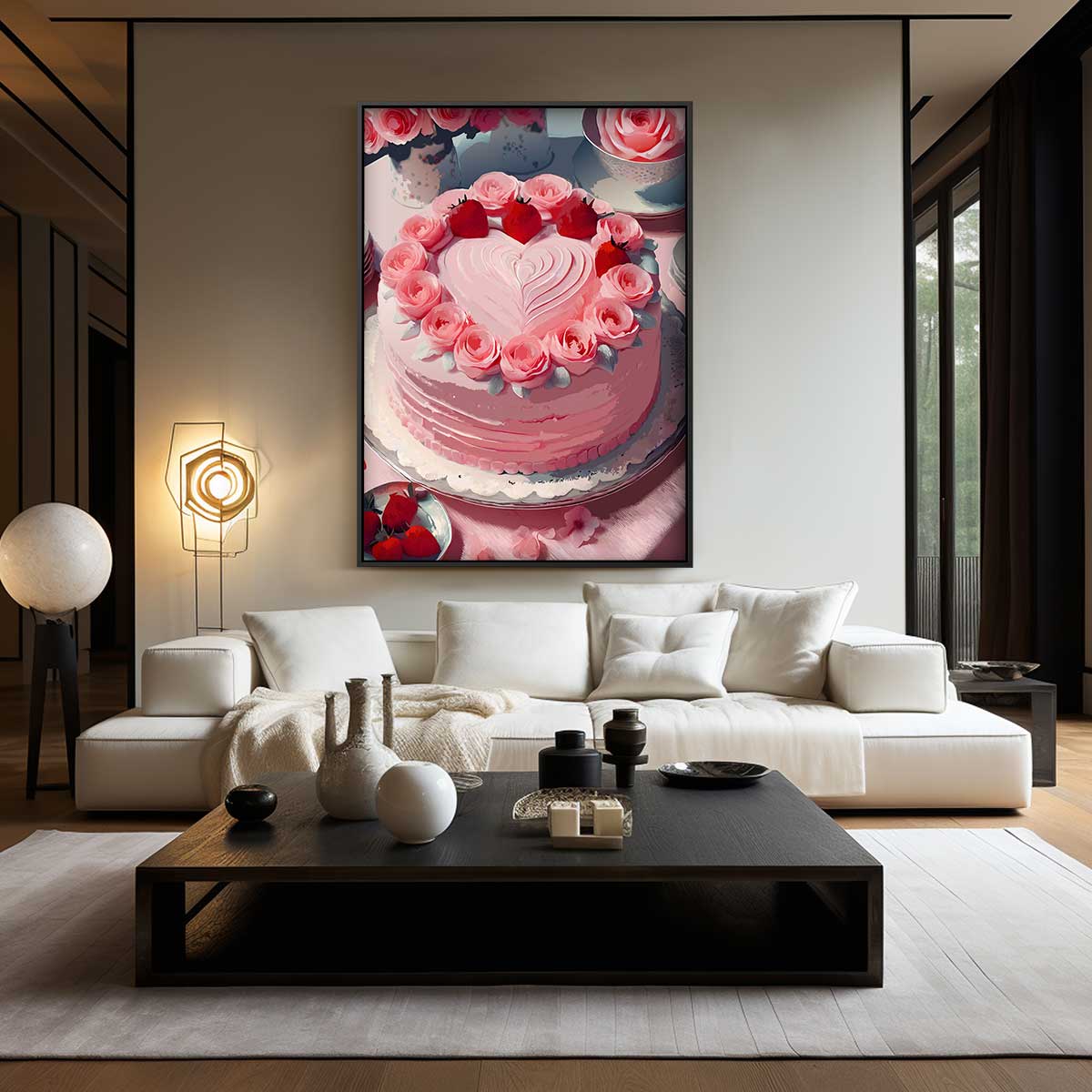 Romantische Rozen Taart Kunstwerk-canvas-dibond-plexiglas-wanddecoratie-WallArtistic