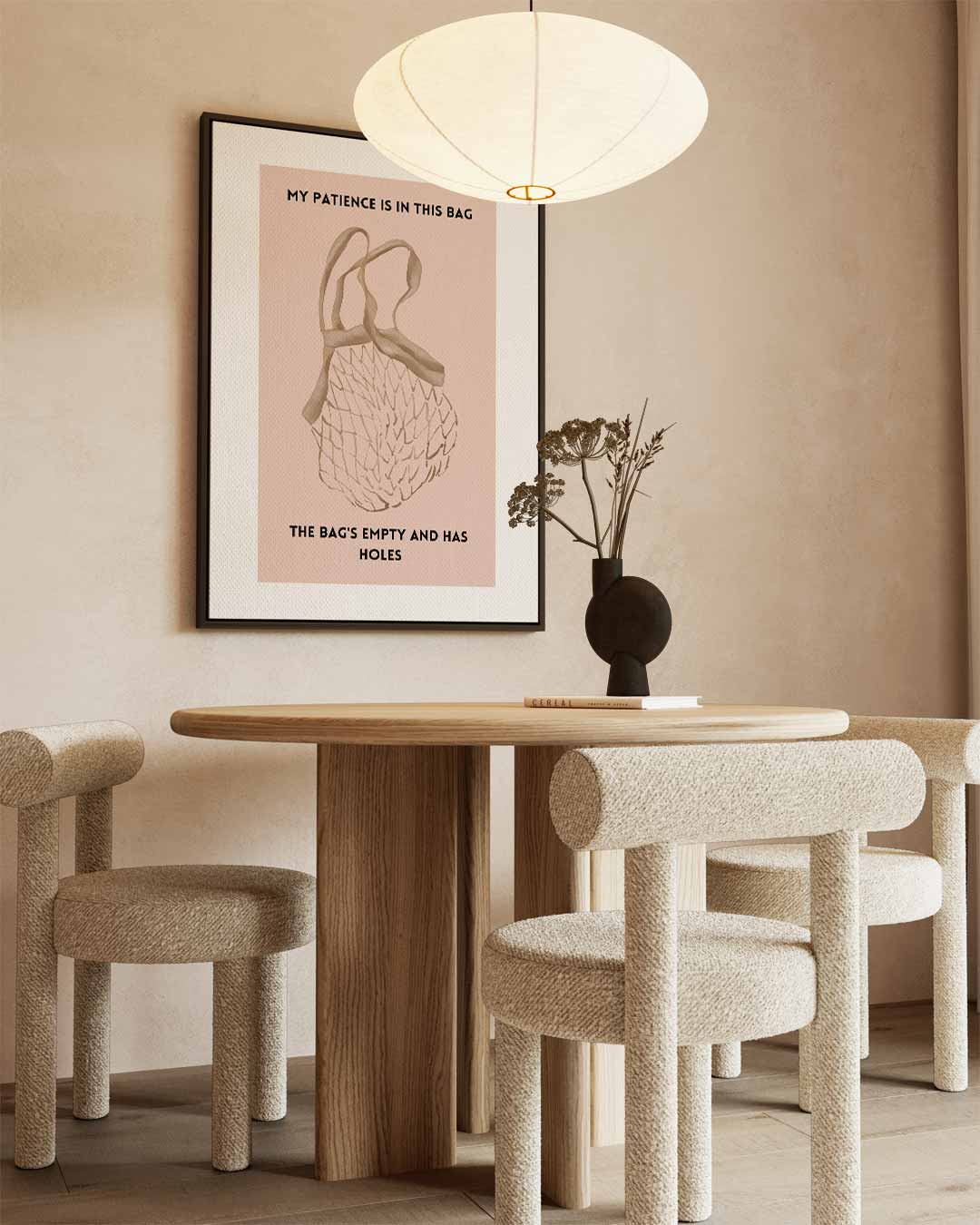 Geduld in een Tas Kunstwerk-canvas-dibond-plexiglas-wanddecoratie-WallArtistic
