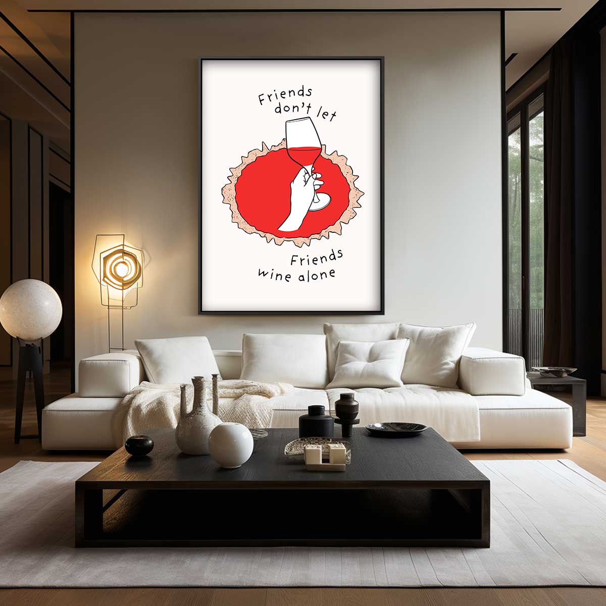 Gezelligheid met Wijn Kunstwerk-canvas-dibond-plexiglas-wanddecoratie-WallArtistic