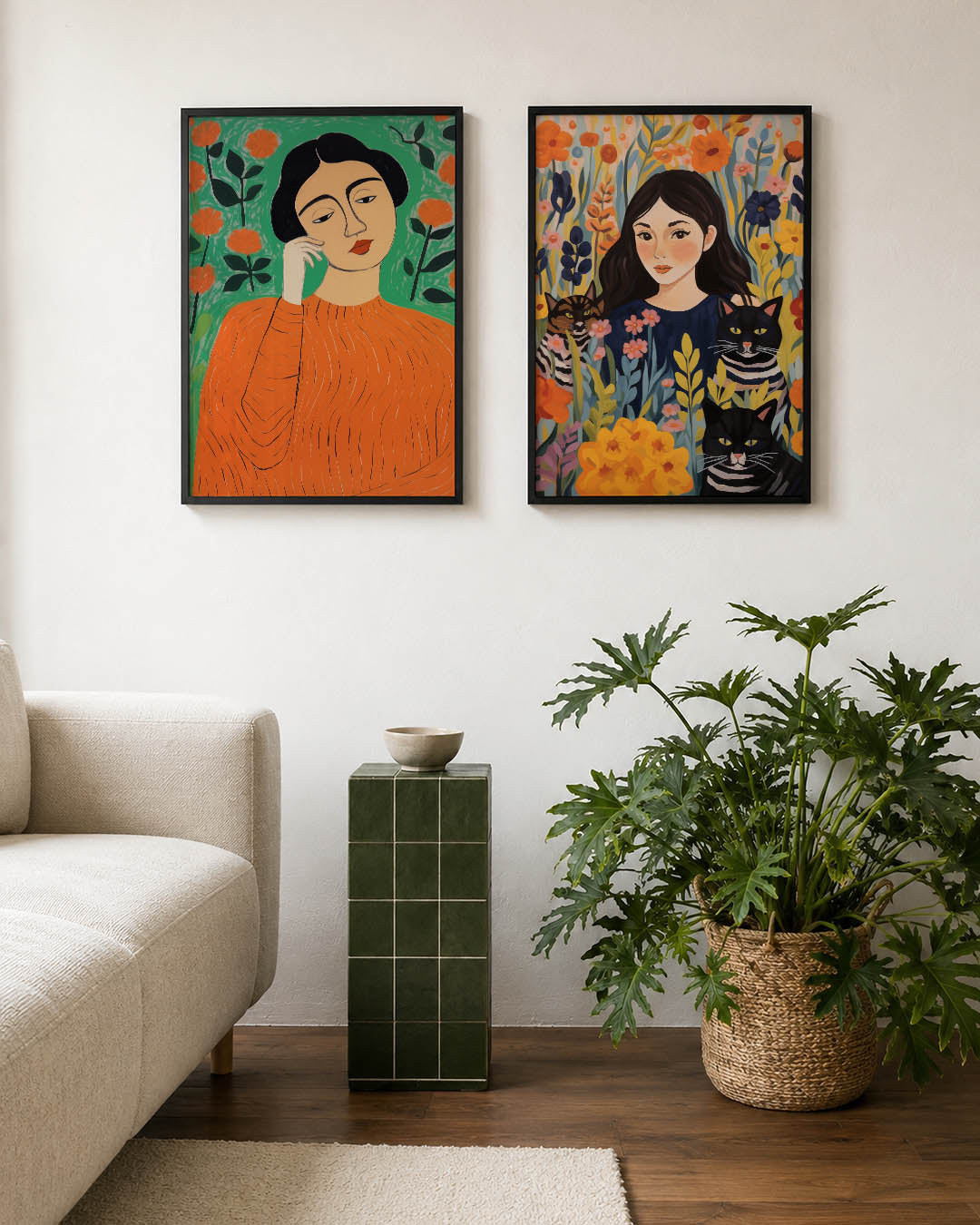 Vrouw en bloemen Posterset