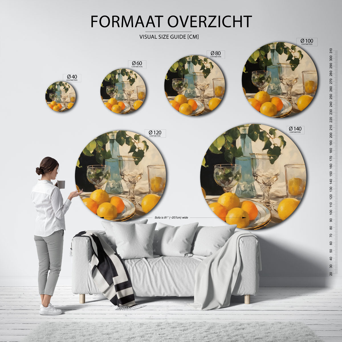 Citrus en glazen Muurcirkel