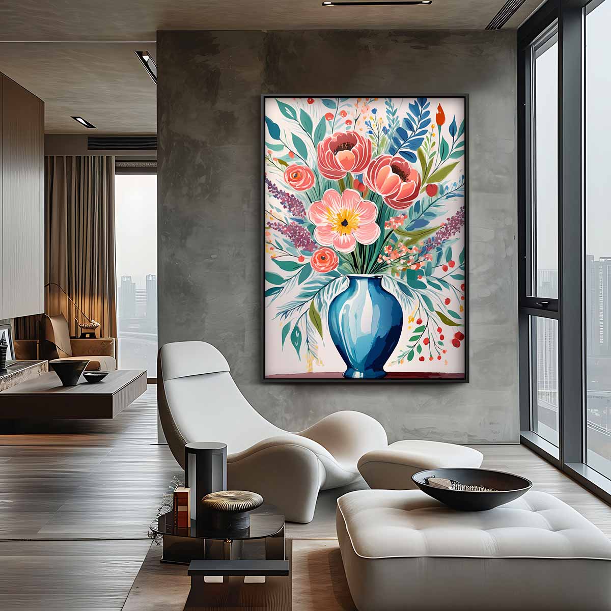 Bloeiende Vaas Kunstwerk-canvas-dibond-plexiglas-wanddecoratie-WallArtistic