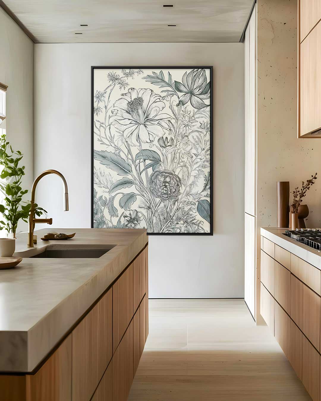 Botanische Bloementekening Kunstwerk-canvas-dibond-plexiglas-wanddecoratie-WallArtistic