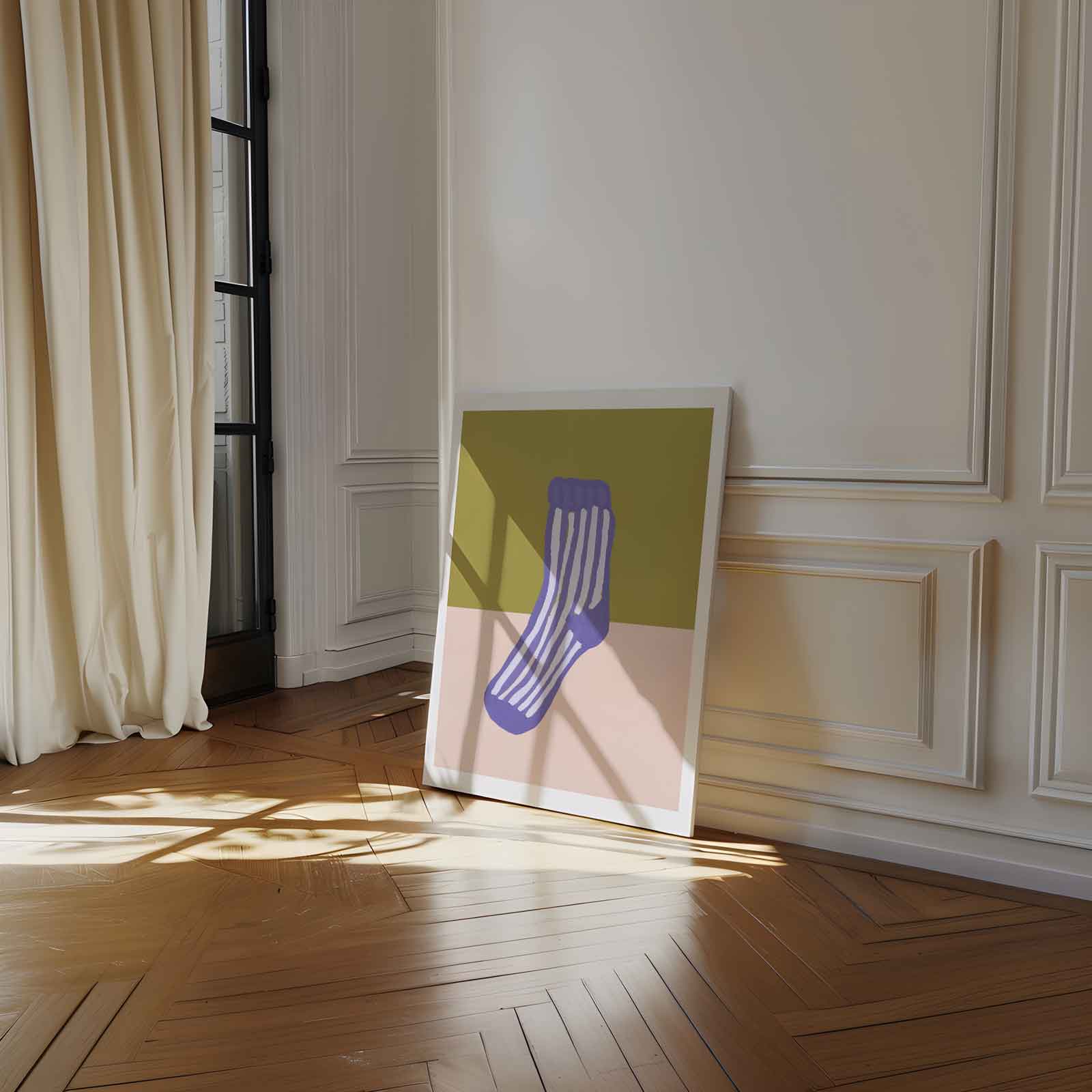 Kleurrijke Gestreepte Sok Schilderij Kunstwerk-canvas-dibond-plexiglas-wanddecoratie-WallArtistic