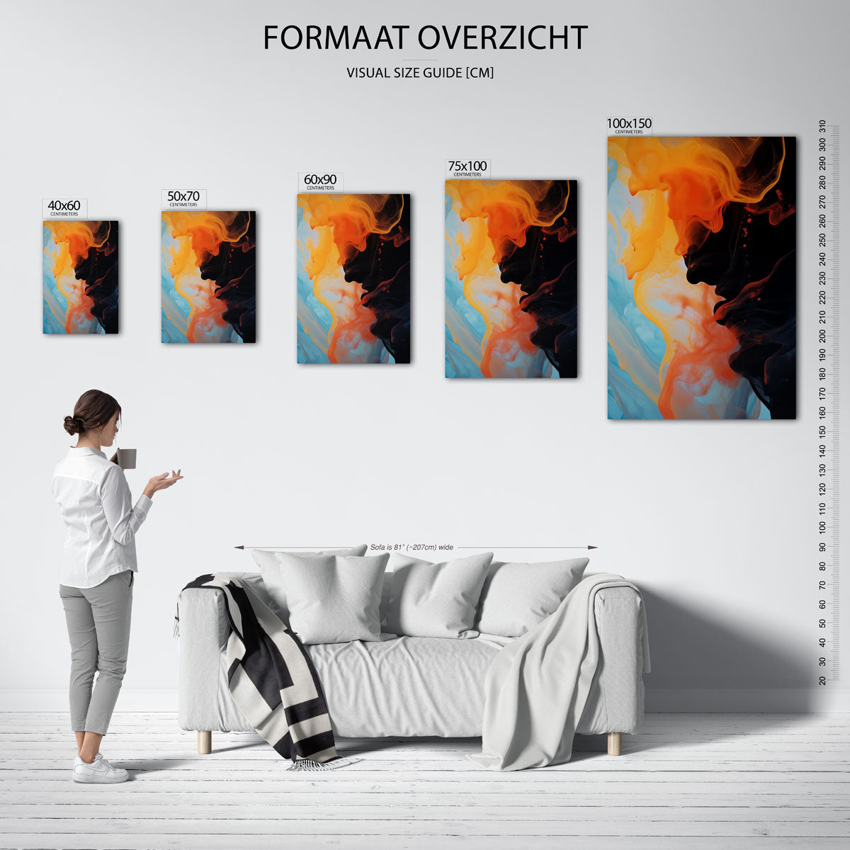 Vloeiende kleurencompositie Kunstwerk