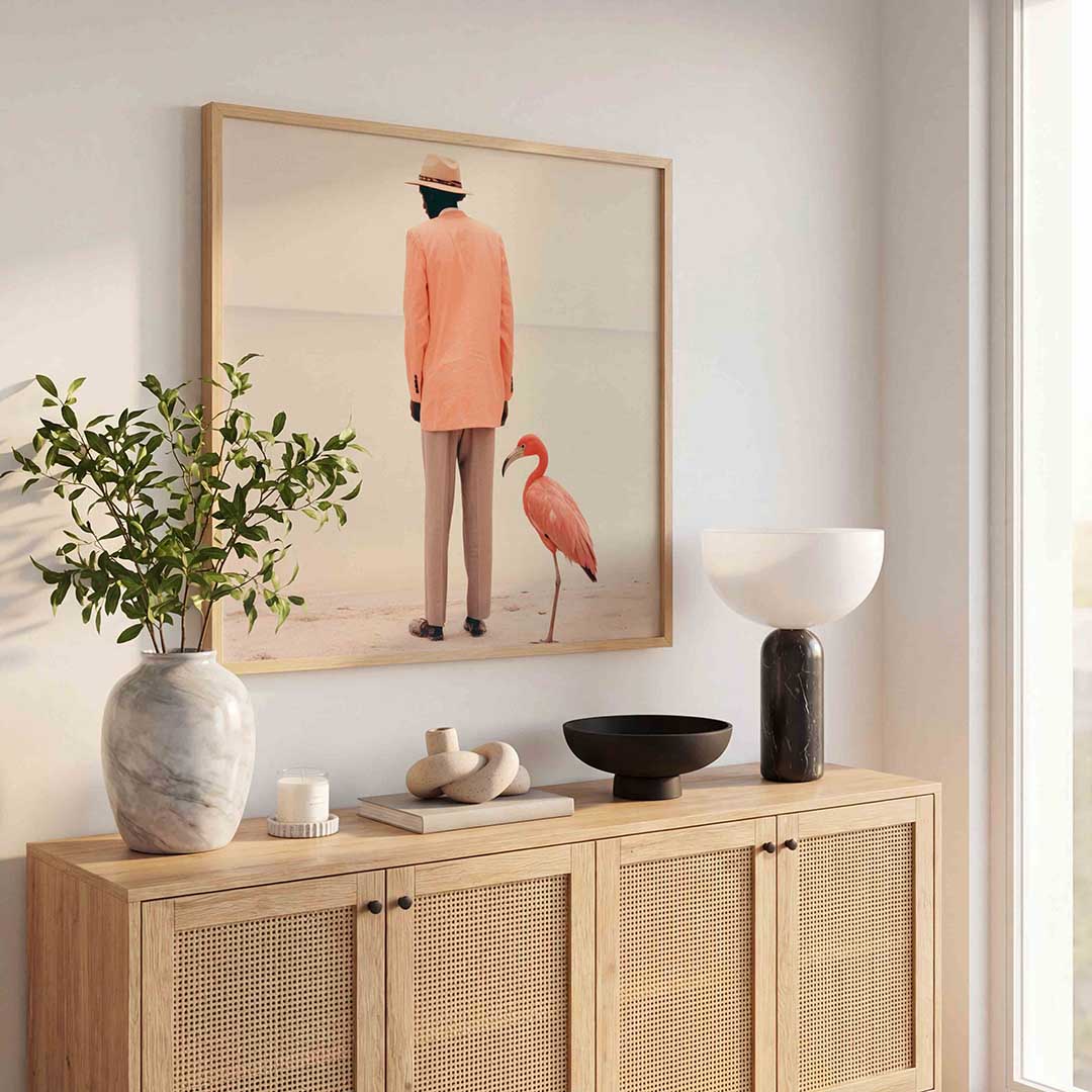 Man en flamingo Poster