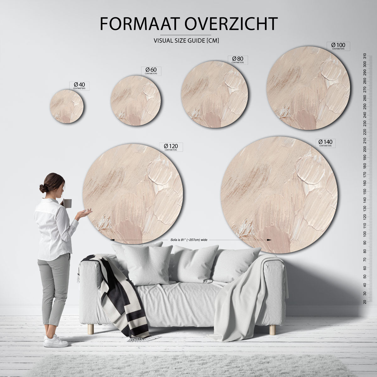 Beige textuur Muurcirkel